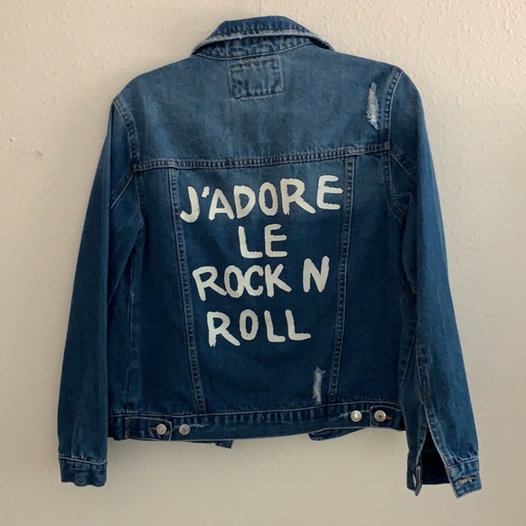 NWOT Denim Jean Jacket Rock and Roll F21 Small - Picture 4 of 8